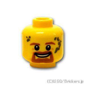 レゴ パーツ ばら売り #3626pb1466 ミニフィグ ヘッド - グレーの汚れとあごひげ：イエ...