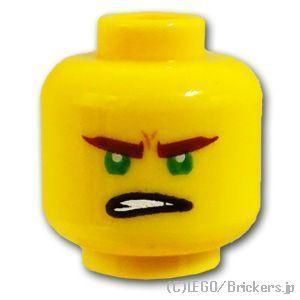 レゴ パーツ ばら売り #3626pb1890 ミニフィグ デュアルヘッド - 緑目の怒り顔 / 嘲...