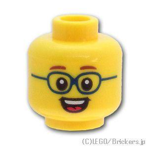 レゴ パーツ ばら売り #3626pb2149 ミニフィグ ヘッド - メガネをかけた笑顔パターン：...