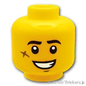 レゴ パーツ ばら売り #3626pb2574 ミニフィグ デュアルヘッド - 頬の十字傷の笑顔 /...