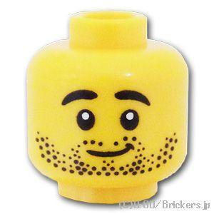 レゴ パーツ ばら売り #3626pb3181 ミニフィグ デュアルヘッド - 無精髭の濃い顔 / ...