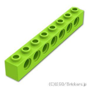 レゴ パーツ ばら売り #3702 テクニック ブロック 1 x 8 - 7ホール：ライム | LE...