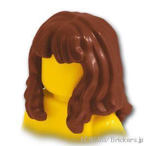 レゴ パーツ ばら売り #37697 ミニフィグ ヘアー - 前髪のあるミドルウェーブ：ブラウン |...