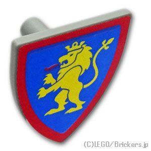 レゴ パーツ ばら売り #3846pb064 三角の盾 - ライオンの紋章/ブルーバック：グレー |...