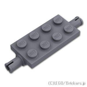 レゴ パーツ ばら売り #40687 プレート 2 x 4 - ホイール ホルダー / ピン：ダークグレー | LEGOの部品