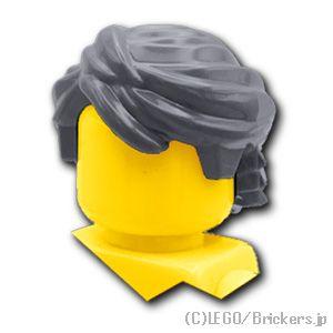 レゴ パーツ ばら売り #61183 ミニフィグ ヘア - 後ろにかきあげた髪：ダークグレー | L...