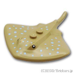 レゴ パーツ ばら売り #67337pb01 マンタ / エイ - 黒目と水色のドット：ダークタン ...