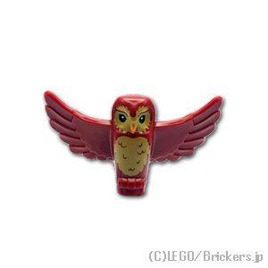 レゴ パーツ ばら売り #67632pb05 フクロウ - オレンジ色のくちばしと眉毛：ダークレッド...
