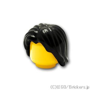 レゴ パーツ 髪 ばら売り ミニフィグ ヘア - ミディアムレングス：ブラック | LEGOの部品 ミニフィギュア ウィッグ かつら｜brickers