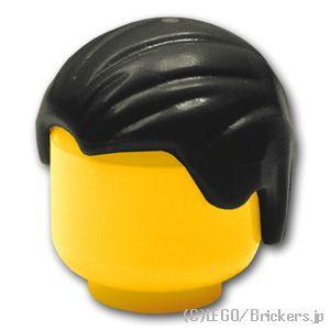 レゴ パーツ 髪 ばら売り #92081 ミニフィグ ヘア - コームド：ブラック | LEGOの部...