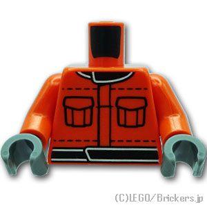 レゴ パーツ ばら売り #973pb5981c01 トルソー - F1レーススーツ：レディッシュオレ...