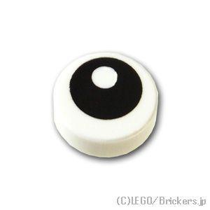 レゴ パーツ ばら売り #98138pb007 タイル ラウンド 1 x 1 - ブラックアイ 白点付：ホワイト | LEGOの部品