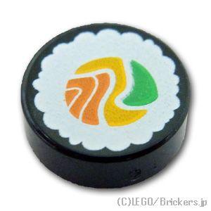 レゴ パーツ ばら売り #98138pb261 タイル ラウンド 1 x 1 - 巻き寿司：ブラック | LEGOの部品