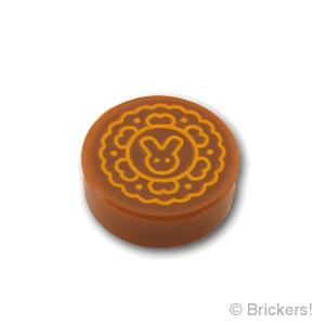 レゴ パーツ ばら売り #98138pb286 タイル ラウンド 1 x 1 - うさぎの月餅：ダークオレンジ | LEGOの部品