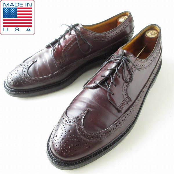 80s USA製 フローシャイム インペリアル Kenmoor コードバン ロングウィングチップ 2...