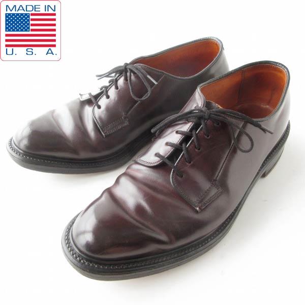 70s USA製 WORTHMORE コードバン プレーントゥ シューズ 24.5cm バーガンディ...