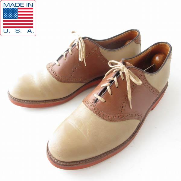 80s USA製 Walk Over コンビ サドル シューズ 10.5D 28.5cm ベージュ系...