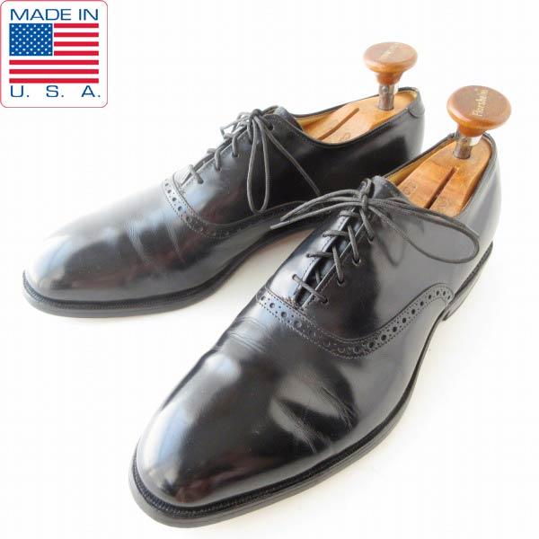 旧ロゴ期 USA製 アレンエドモンズ Danbury 内羽根 プレーントゥ シューズ 黒 8D 26...