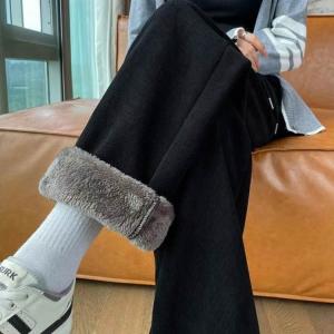 カジュアル ワイドパンツ 裏ボア レディース ...の詳細画像2