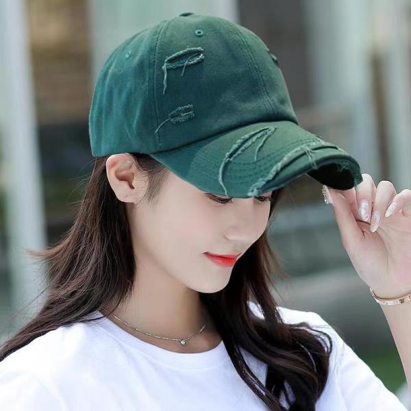 送料無料 キャップ 帽子 レディース メンズ 深め 無地 ダメージ加工 キャップ 男女兼用 野球帽 ...