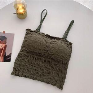 キャミソール 可愛い ショート丈 シャーリング...の詳細画像4