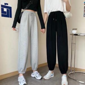 レディース スエット グレー 無地 パンツ 黒...の詳細画像1