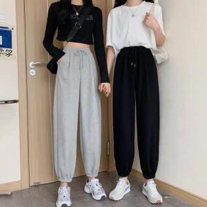 レディース スエット グレー 無地 パンツ 黒...の詳細画像2