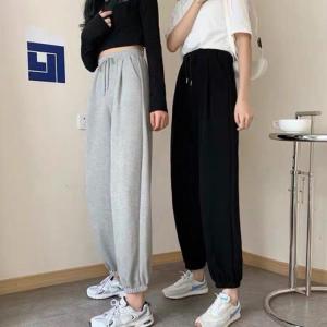 レディース スエット グレー 無地 パンツ 黒...の詳細画像3