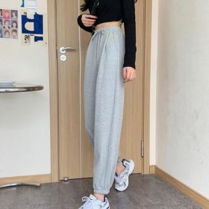 レディース スエット グレー 無地 パンツ 黒...の詳細画像4
