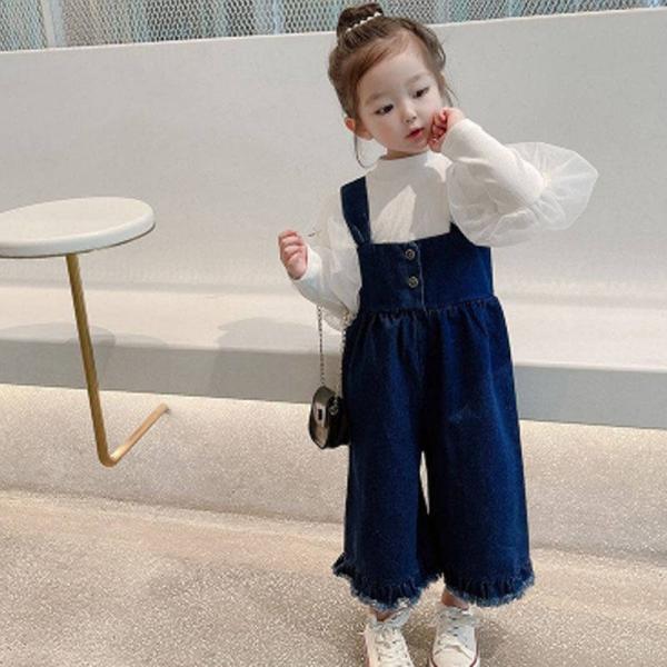 送料無料 キッズ サロペット デニムサロペット デニムオーバーオール 子供服 オーバーオール ロング...