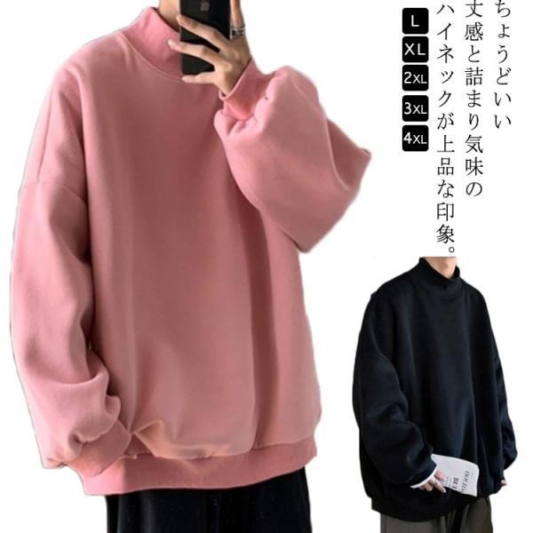 ハイネック プルオーバー トレーナー メンズ 大きいサイズ スウェット タートルネックトレーナー ス...