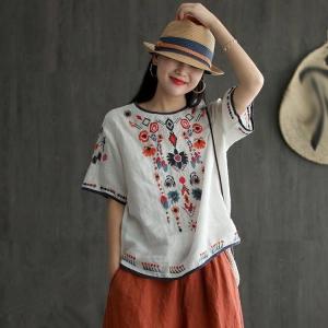 【送料無料】刺繍 ブラウス チュニック Tシャ...の詳細画像2