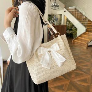 かごバッグ 手提げバッグ ストローバッグ 肩掛...の詳細画像1