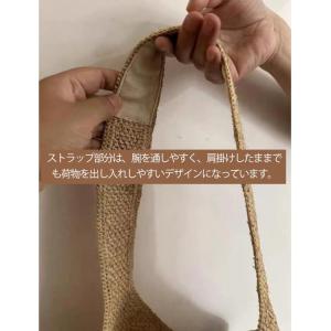 大容量 ラフィアバッグ 手編み ショルダー レ...の詳細画像2