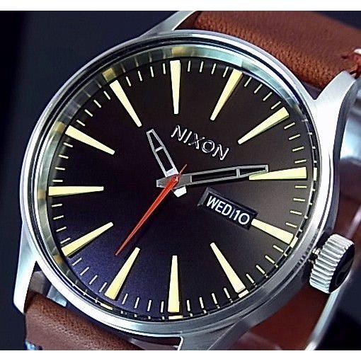 NIXON/ニクソン SENTRY LEATHER/セントリー メンズ腕時計 ブラック/ブラウン(送...