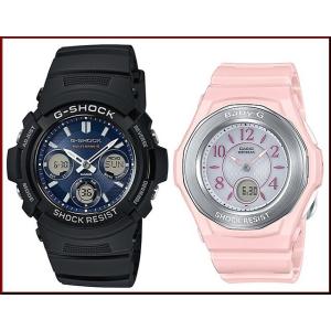 CASIO G-SHOCK Baby-G カシオ Gショック /ベビーG ペアウォッチ ソーラー電波腕時計 ブラック/ピンク  国内正規品 AWG-M100SB-2AJF/BGA-1050-4BJF｜bright-bright