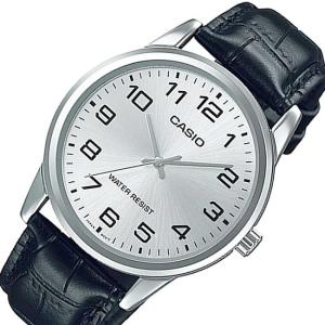 CASIO Standard カシオ スタンダード メンズ腕時計 シルバー文字盤 ブラックレザーベルト海外モデル MTP-V001L-7B