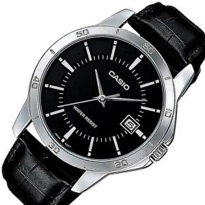 CASIO Standard カシオ スタンダード メンズ腕時計 アナログモデル ブラック文字盤 ブラックレザーベルト 海外モデル MTP-V004L-1A｜bright-bright