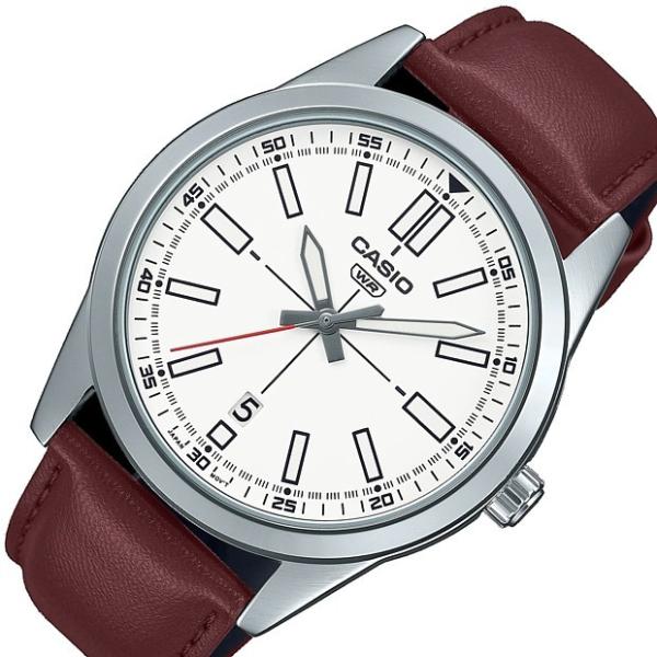 CASIO Standard カシオ スタンダード メンズ腕時計 ホワイト文字盤 ブラウンレザーベル...
