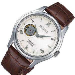 SEIKO Presage セイコー プレサージュ 自動巻 メンズ腕時計 ホワイト文字盤 ブラウンレザーベルト Made in  Japan(国内正規品)SARY175