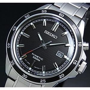 SEIKO KINETIC セイコー キネティック メンズ腕時計 ブラック文字盤 メタルベルト 海外モデル SKA641P1