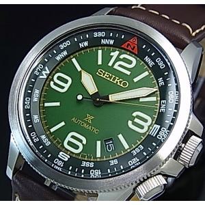SEIKO PROSPEX セイコー プロスペックス 自動巻 メンズ腕時計 ブラウンレザーベルト モスグリーン/ブラック文字盤 海外モデル SRPA77K1