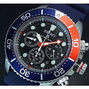 SEIKO PROSPEX diver's watch セイコー プロスペックス ダイバーズ クロノ メンズ ソーラー腕時計 ネイビー/レッドベゼル ラバーベルト 海外モデル SSC785P1