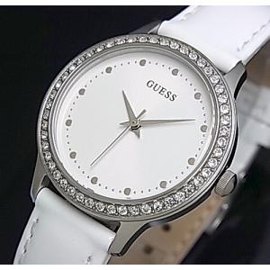 GUESS CHELSEA ゲス チェルシー レディース腕時計 ホワイト文字盤 ホワイトレザーベルト...