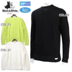 Black &amp; White Sportswear - 【新品】ブラックアンドホワイト 長袖ポロシャツ イエロー ダイヤ柄織生地 ハーフジップ レディース M ゴルフウェア Black＆White Black & White Sportswear - 【新品】ブラックアンドホワイト