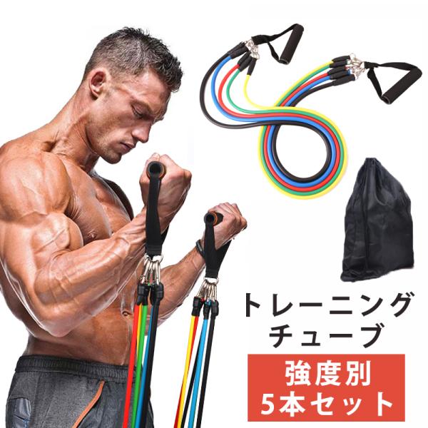 トレーニング チューブ トレーニングバンド 強度別5本セット パワーチューブ トレーニングチューブ ...
