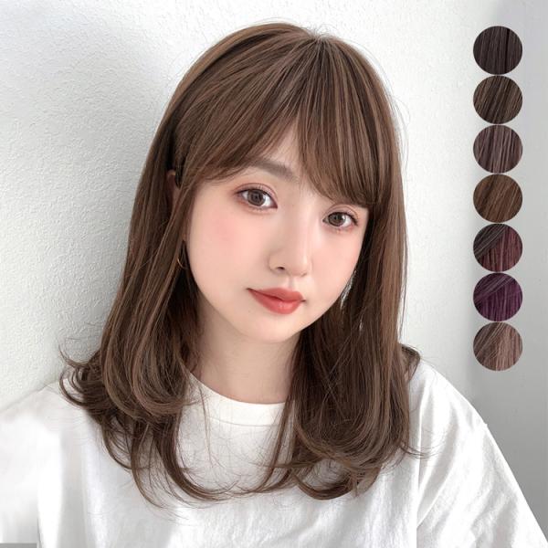 ウィッグ ミディアム フルウィッグ セミロング 自然 ウイッグ カール レディース かつら 女性 黒...