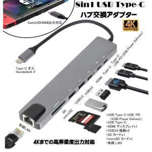 8in1 USB Type-C x2 PD ハブ変換アダプター Type-C ドッグ ドッキング 急速充電 Nintendo Switch対応 macbook対応 SD microSD 8ポート 4K HDMI  カードリーダー｜ブライトマーケット ガジェット