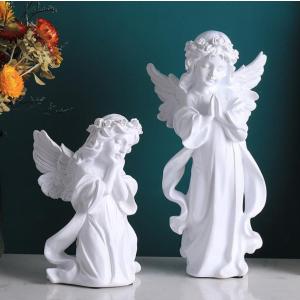 天使 置物 オブジェ エンジェル インテリア 祈る天使像 ガーデンオブジェ お祈り ギフト プレゼント 樹脂製 ホワイト