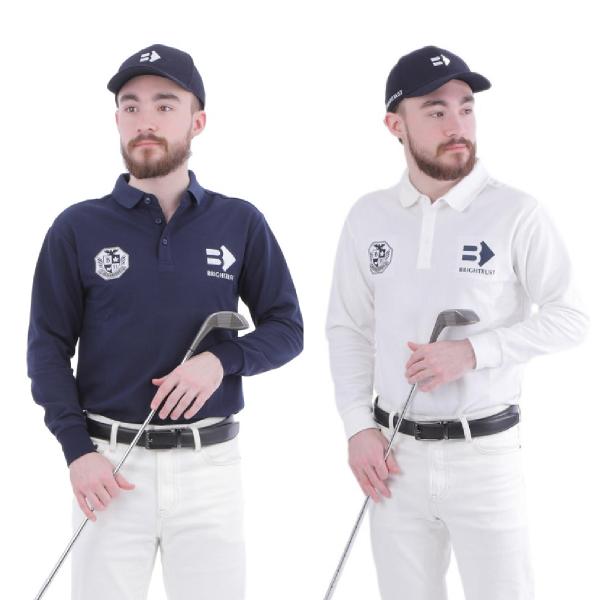 [Brightrust] ポロシャツ メンズ ゴルフ ウエア 長袖 100% 綿 コットン ウェア ...